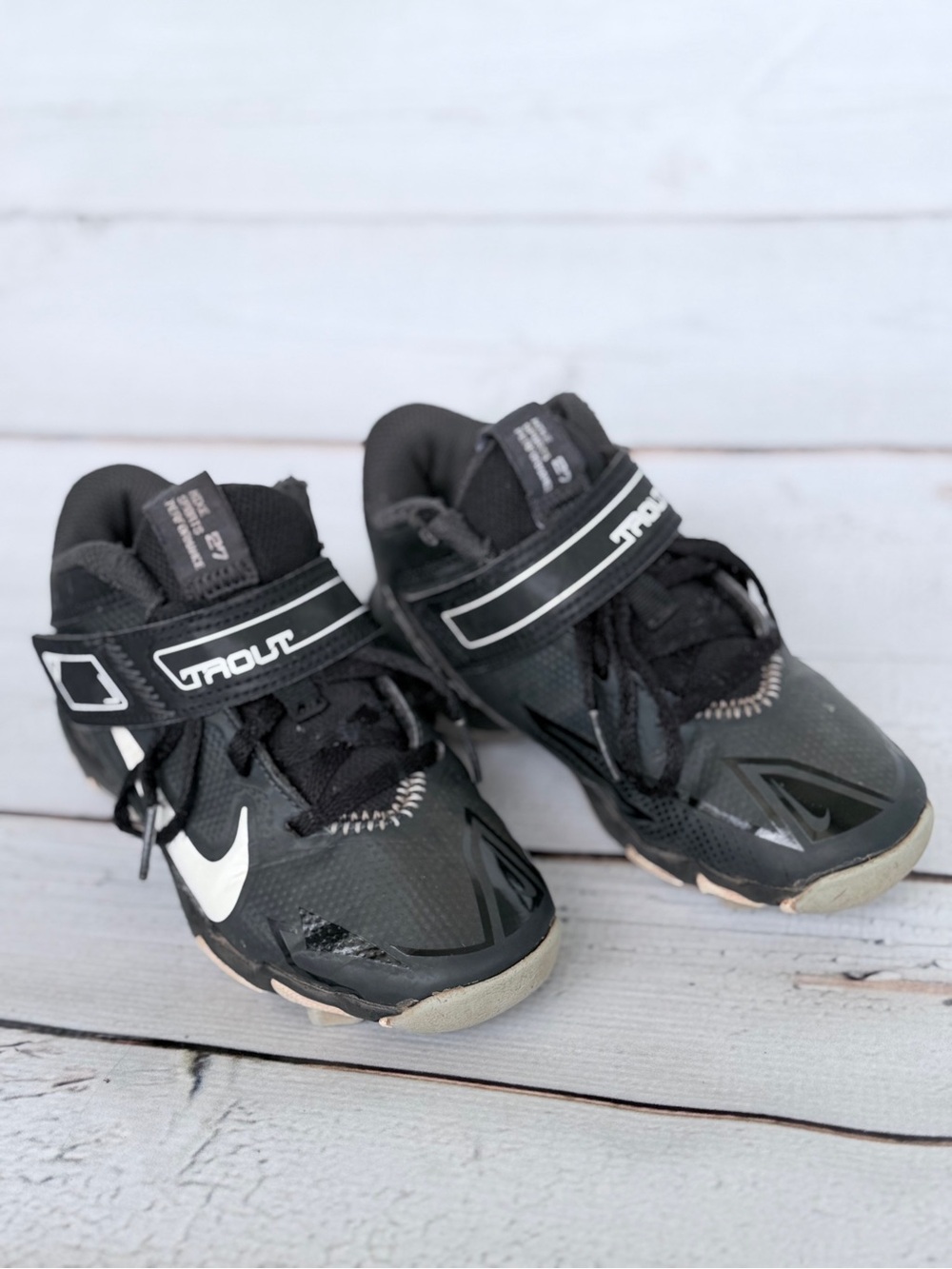 Nike Kids Force Trout 8 Keystone Baseball Cleats - Black/White - Size 12C